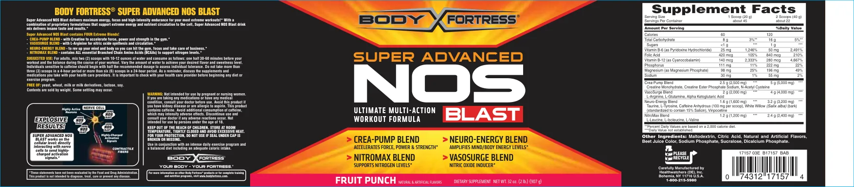 Label for Super Advanced NOS Blast Fruit Punch