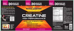Label for Super Advanced Creatine High Performance Fruit Punch