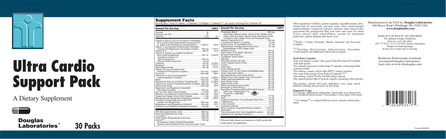 Label for Ultra Cardio Support Pack