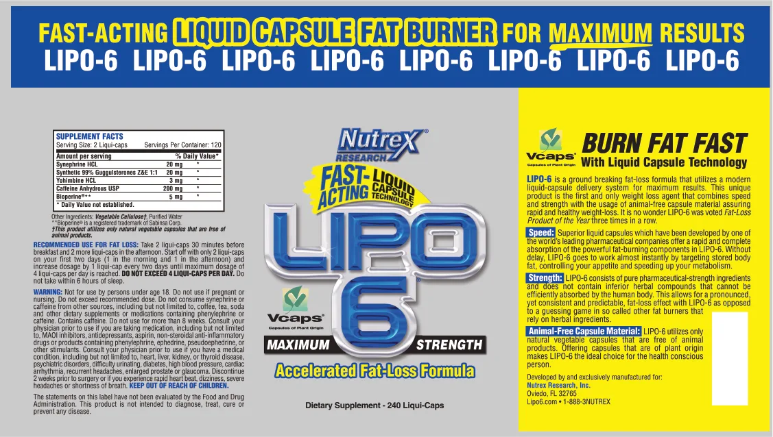 Label for Lipo 6 Maximum Strength