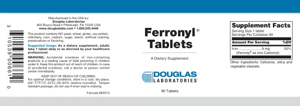 Label for Ferronyl Tablets