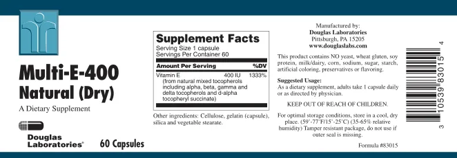 Label for Multi-E-400 Natural (Dry)