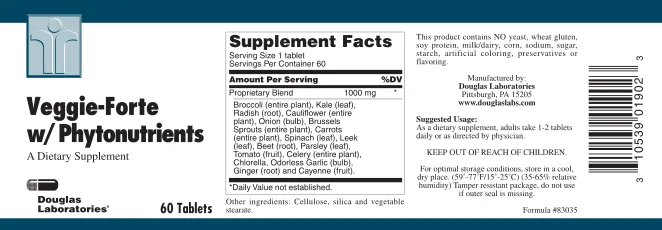 Label for Veggie-Forte w/ Phytonutrients
