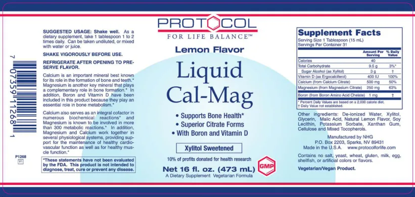 Label for Lemon Flavor Liquid Cal-Mag