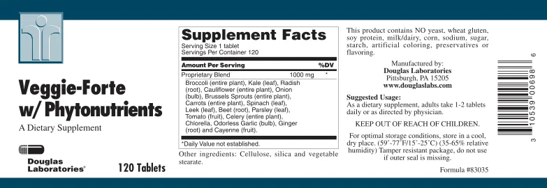 Label for Veggie-Forte W/Phytonutrients