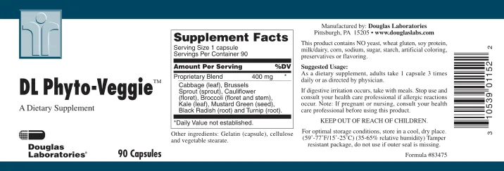 Label for DL Phyto-Veggie