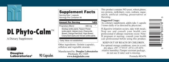 Label for DL Phyto-Calm