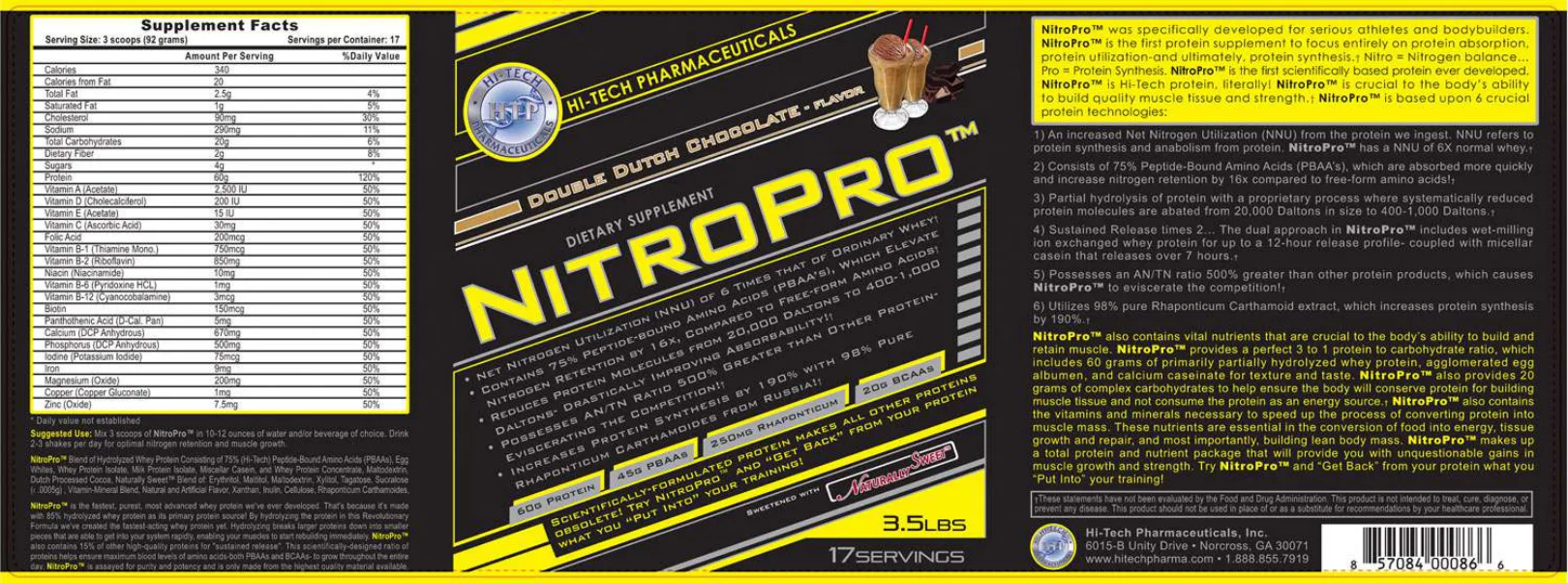 Label for NitroPro Double Dutch Chocolate - Flavor