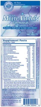 Label for Hi-Tech Multi-Vitamin With Minerals