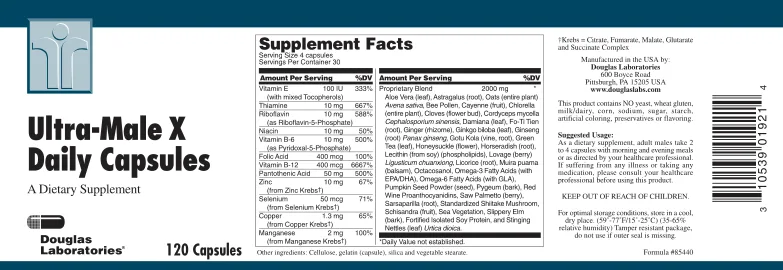 Label for Ultra-Male X Daily Capsules