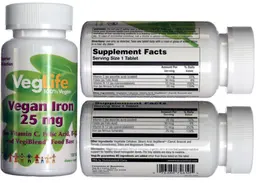 Label for Vegan Iron 25 mg