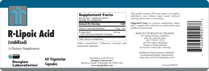 Label for R-Lipoic Acid (Stabilized)
