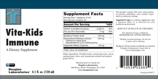 Label for Vita-Kids Immune