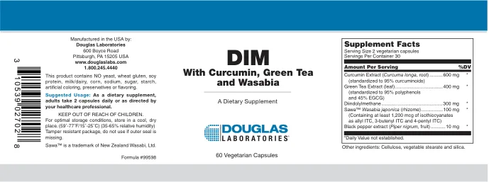 Label for DIM With Curcumin, Green Tea and Wasabia