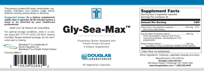 Label for Gly-Sea-Max Proprietary Brown Seaweed And Potato Protein Extracts