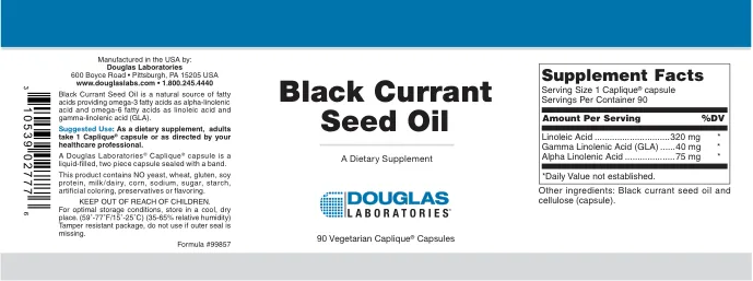 Label for Black Currant Seed Oil