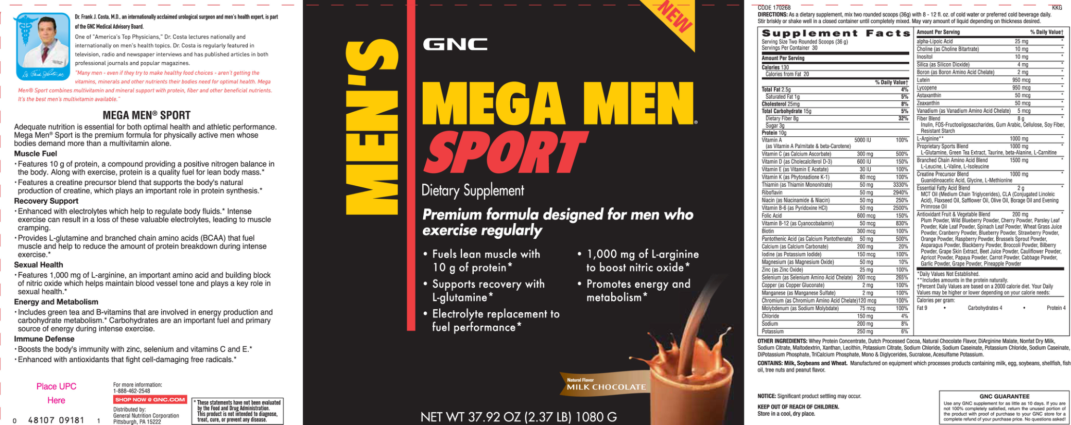 Label for Sport Milk Chocolate