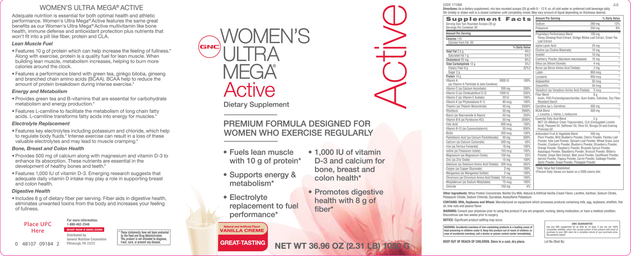 Label for Active Vanilla Creme