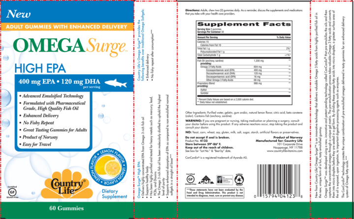 Label for Omega Surge High EPA