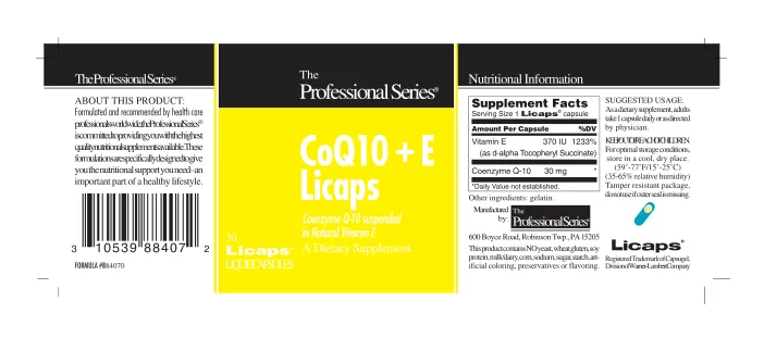 Label for CoQ10 + E Licaps