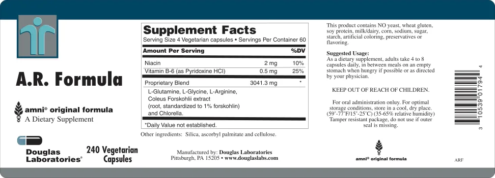 Label for A.R. Formula