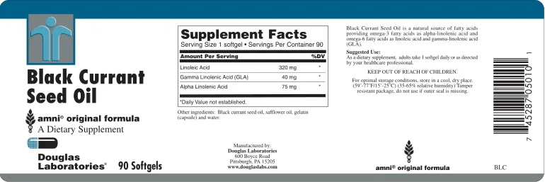 Label for Black Currant Seed Oil