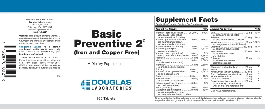 Label for Basic Preventive 2 (Iron And Copper Free)