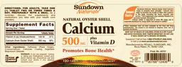 Label for Calcium 500 mg Plus Vitamin D