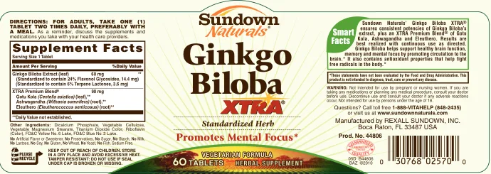 Label for Ginkgo Biloba Xtra
