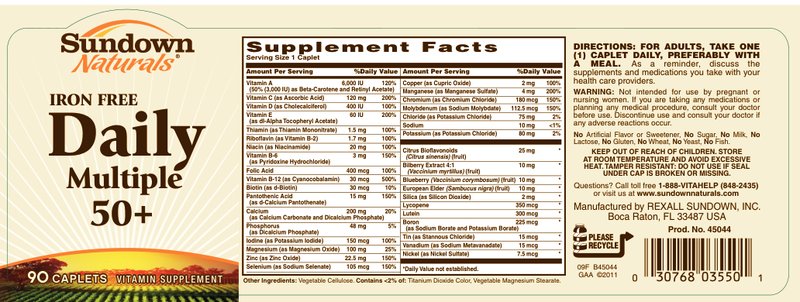 Iron Free Daily Multiple 50+