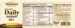 Label for Iron Free Daily Multiple 50+