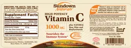 Label for High Potency Vitamin C 1000 mg