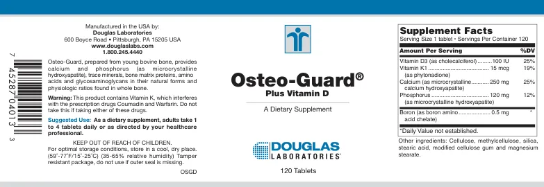 Label for Osteo-Guard Plus Vitamin D