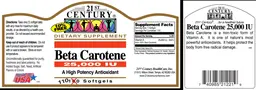 Label for Beta Carotene 25,000 IU