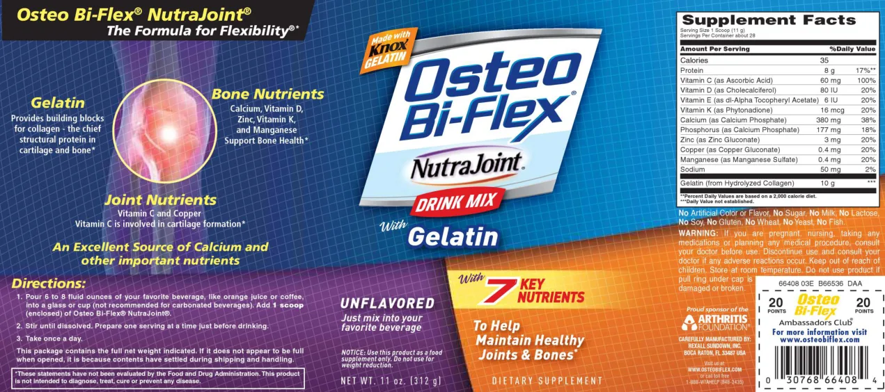 Label for Osteo Bi-Flex NutraJoint with Gelatin Drink Mix Unflavored