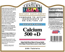 Label for Oyster Shell Calcium 500 +D