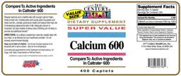 Label for Calcium 600