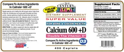 Label for Calcium 600+D