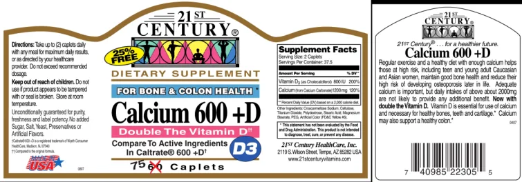 Label for Calcium 600+D