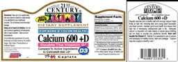 Label for Calcium 600+D