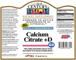 Label for Highly Absorbable Calcium Citrate +D 20% Free