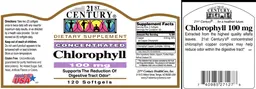 Label for Concentrated ChlorophylI 100 mg
