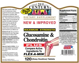 Label for Maximum Strength Glucosamine & Chondroitin Plus