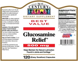 Label for Glucosamine Relief 500 mg