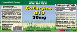 Label for CoEnzyme Q10 30 mg