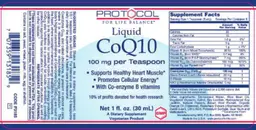 Label for Liquid CoQ10 100 mg