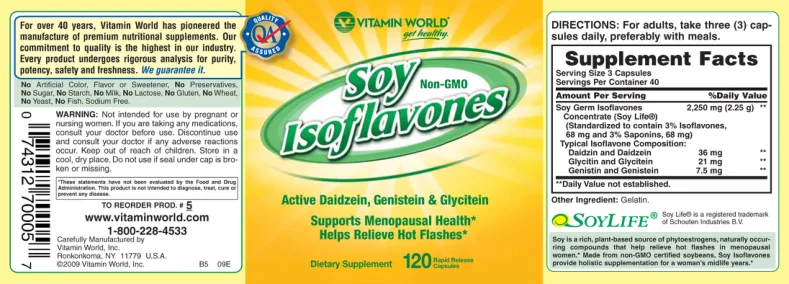 Label for Soy Isoflavones