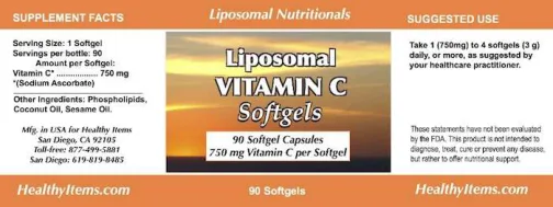 Label for Liposomal Vitamin C Softgels