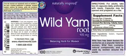 Label for Wild Yam Root 405 mg