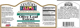 Label for Standardized Olive Leaf Extract